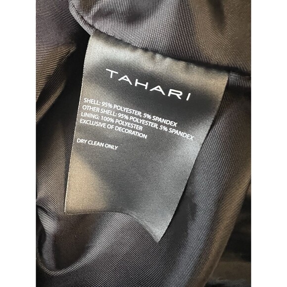 Tahari Coat Womens Large Riley Crepe Drape Neck Black Tie Belt Snap Close New - Picture 9 of 12